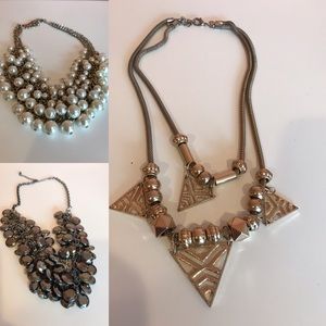 3 of necklaces fashion pearl and golden and black